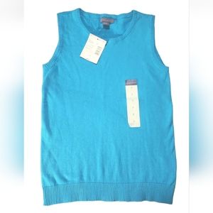 Laura Scott Sleeveless Sweater Vest Tank Top Women's Small Aqua Turquise New